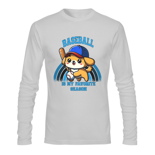 Baseball Is My Favorite Season Sunny Men's T-shirt (long-sleeve) (Model T08)