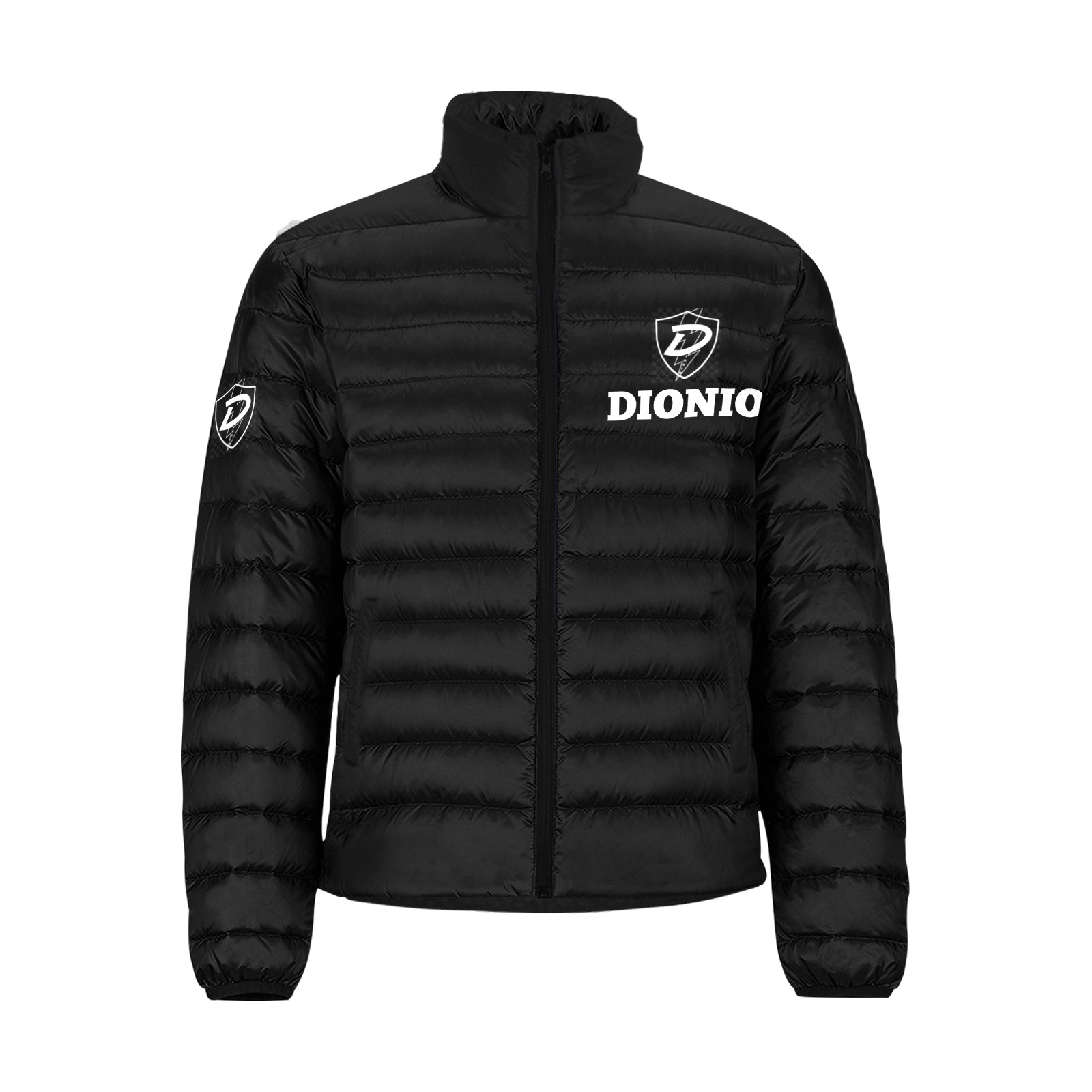 DIONIO - Puffy Coat (Black) Men's Stand Collar Padded Jacket (Model H41)