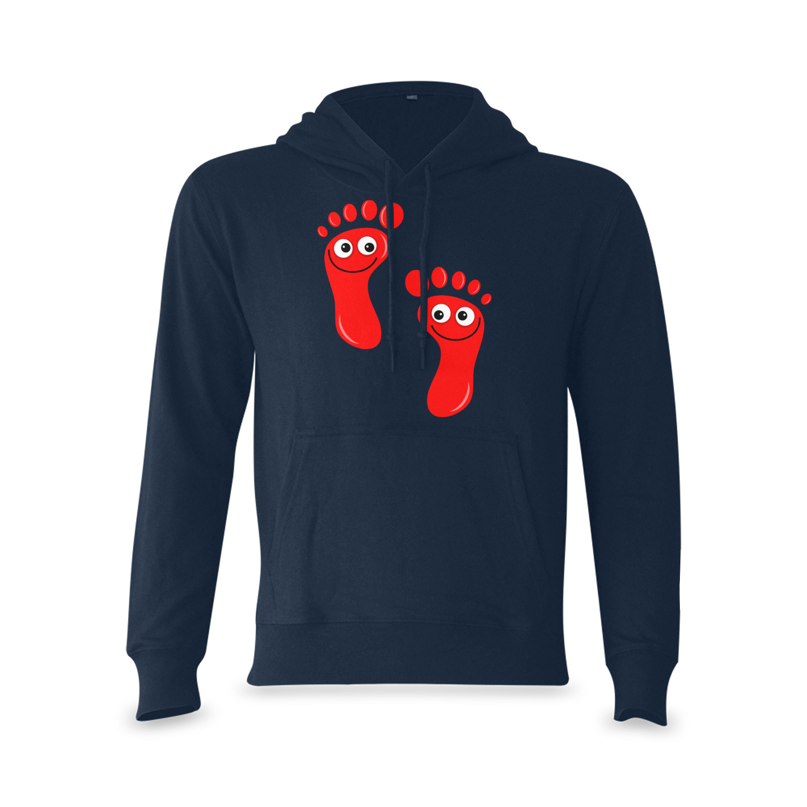 Happy Cartoon Red Human Foot Prints Oceanus Hoodie Sweatshirt (Model H03)