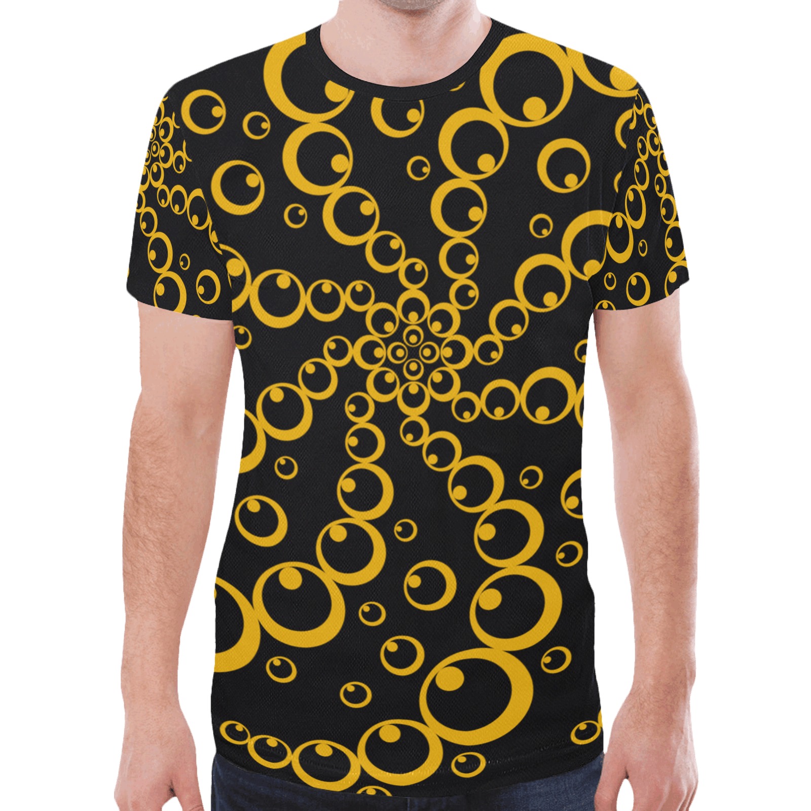 Golden Crop Circle New All Over Print T-shirt for Men (Model T45)