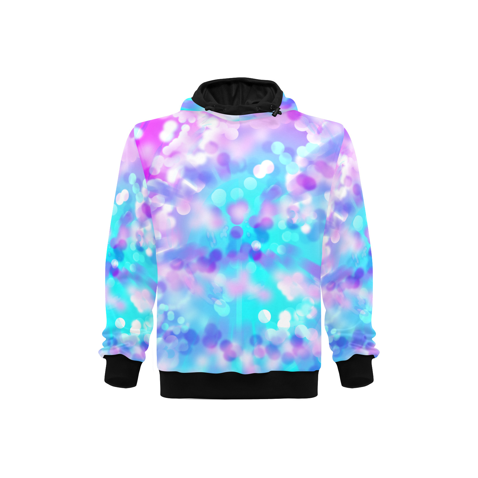 Purple And Blue Bokeh 7518 High Neck Pullover Hoodie for Men (Model H24)