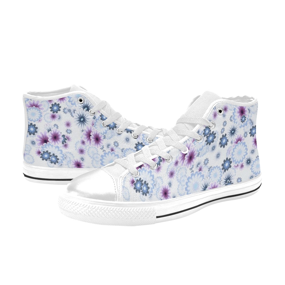 Floral Bomb High Top Canvas Shoes for Kid (Model 017)
