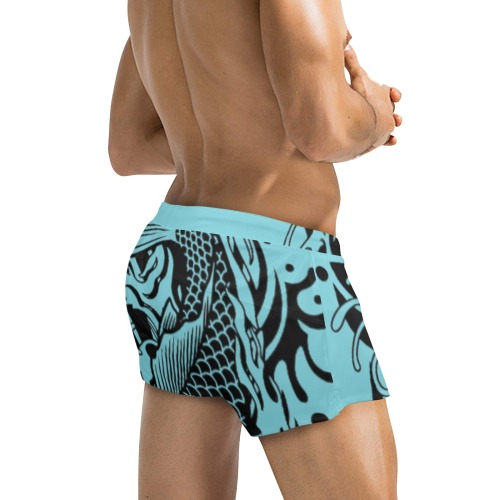 Aqua Fish Scales Men's Swim Trunks with Zipper Pocket (Model L71)