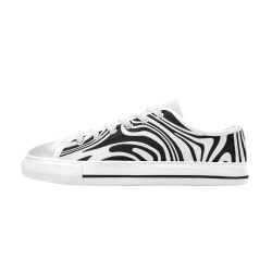 Black and White Marble Men's Classic Canvas Shoes (Model 018)