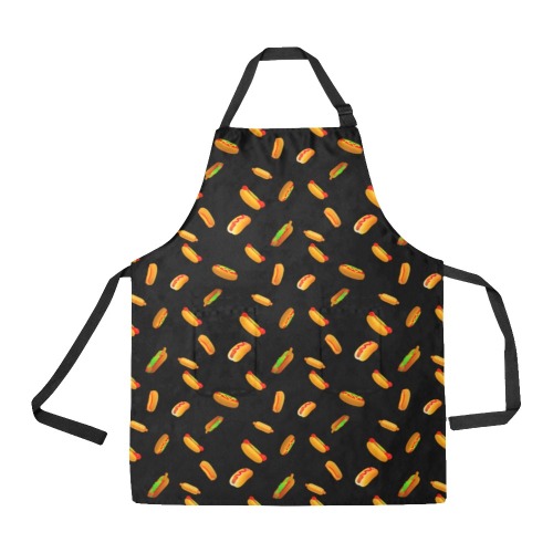 Hot Dogs on Black All Over Print Apron