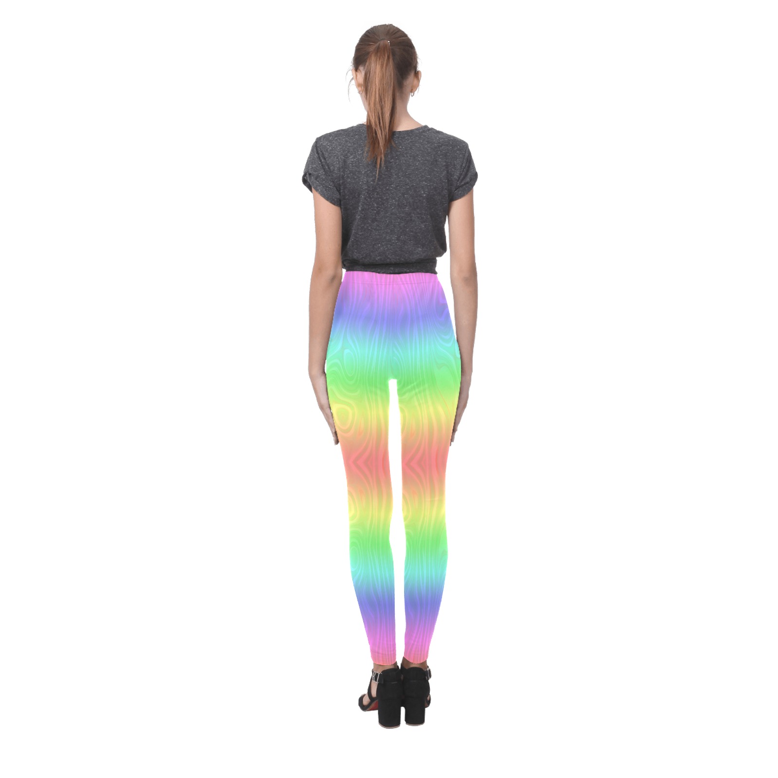 Groovy Pastel Rainbows Cassandra Women's Leggings (Model L01)