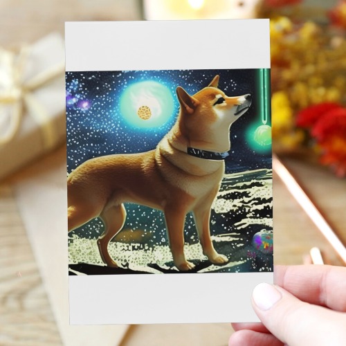 Shiba Inu in Space Greeting Card 4"x6"