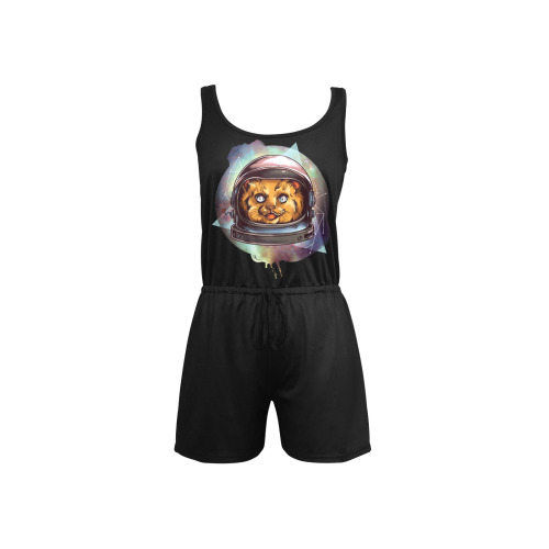 cosmic space kitty astronaut helmet All Over Print Short Jumpsuit