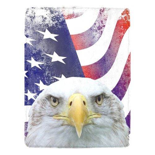 American Flag and Bald Eagle_02 Ultra-Soft Micro Fleece Blanket 60"x80"