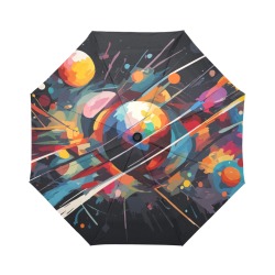 Planets and stars in deep space cool abstract art Auto-Foldable Umbrella (Model U04)