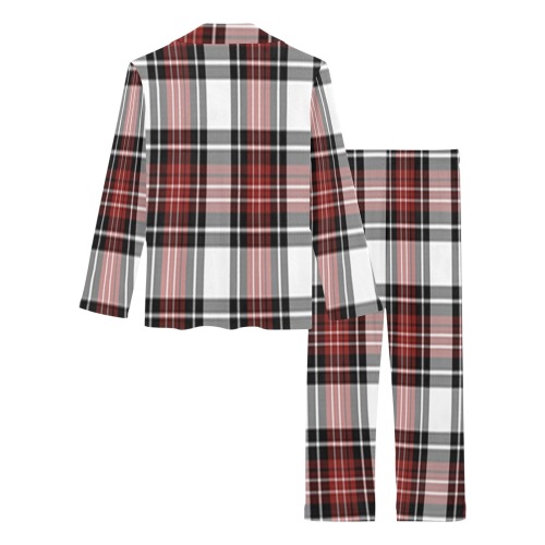Red Black Plaid Women's Long Pajama Set