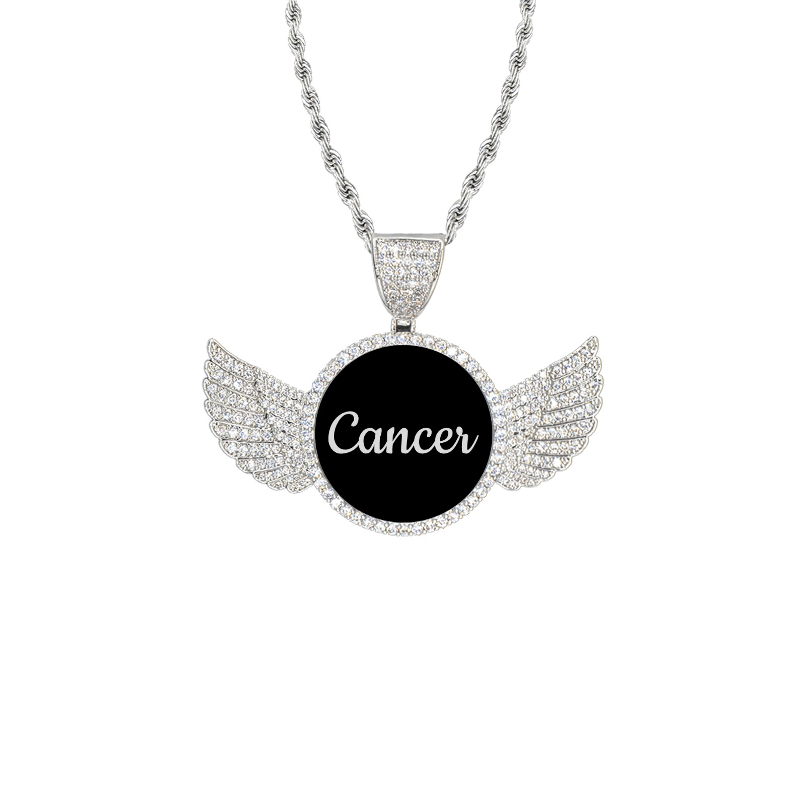 bb tyehhsg Wings Silver Photo Pendant with Rope Chain
