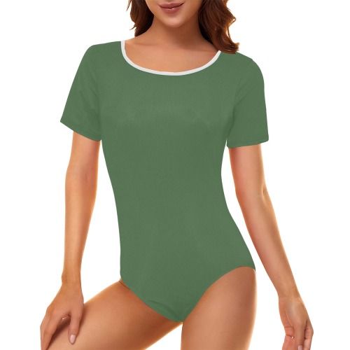 color artichoke green Women's Short Sleeve Bodysuit