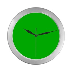 Merry Christmas Green Solid Color Silver Color Wall Clock