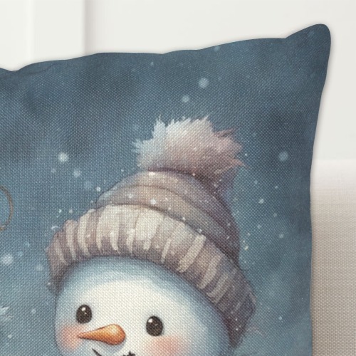 Snowman Couple Linen Zippered Pillowcase 18"x18"(Two Sides)