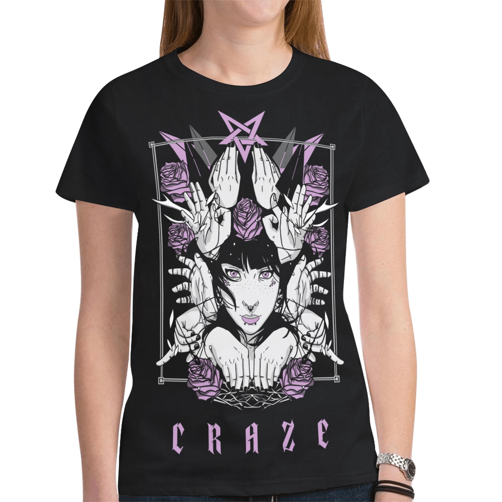 Critical Craze Mystic Black New All Over Print T-shirt for Women (Model T45)