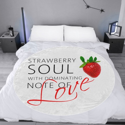 Strawberry Soul On White Circular Ultra-Soft Micro Fleece Blanket 60"
