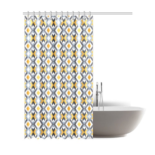 Retro Angles Abstract Geometric Pattern Shower Curtain 72"x84"