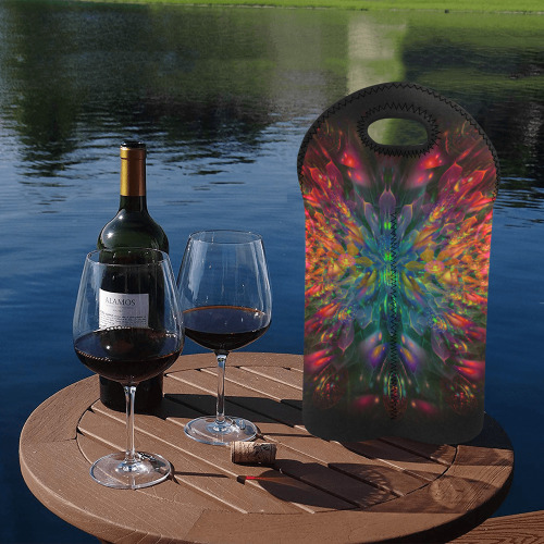 Rainbow Fractal pattern 2-Bottle Neoprene Wine Bag