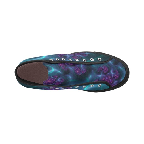 Turquoise and Purple Flowers and Seedheads Fractal Abstract Vancouver H Men's Canvas Shoes (1013-1)