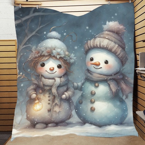 Snowman Couple Quilt 60"x70"