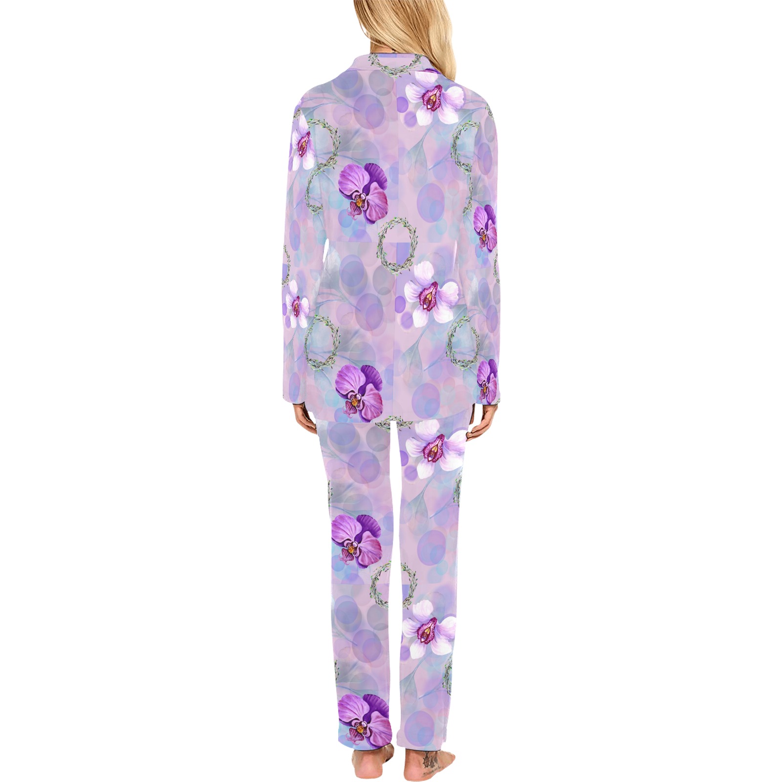 Vintage Lavender Floral Women's Long Pajama Set