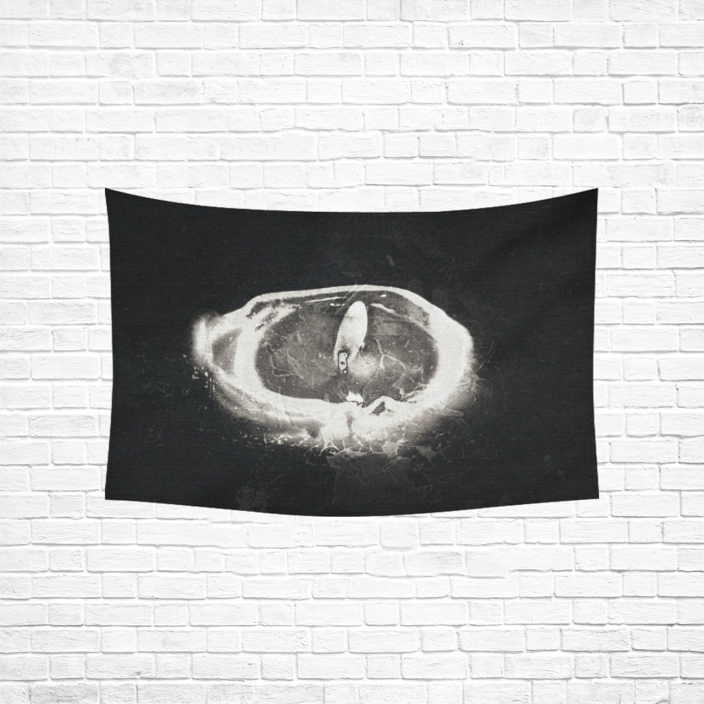 Melting Candle Black and White Distressed Cotton Linen Wall Tapestry 60"x 40"
