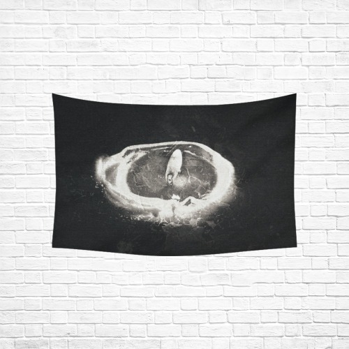 Melting Candle Black and White Distressed Cotton Linen Wall Tapestry 60"x 40"