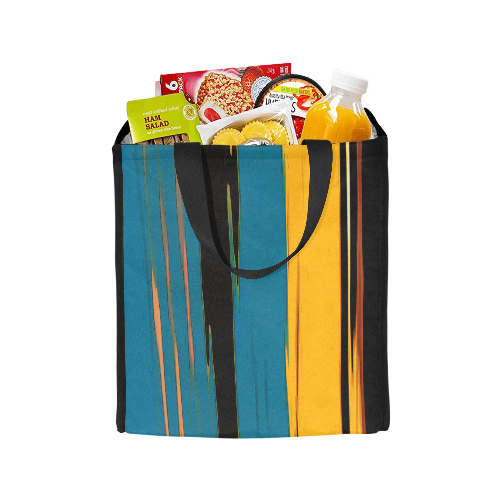 Black Turquoise And Orange Go! Abstract Art Picnic Tote Bag (Model 1717)