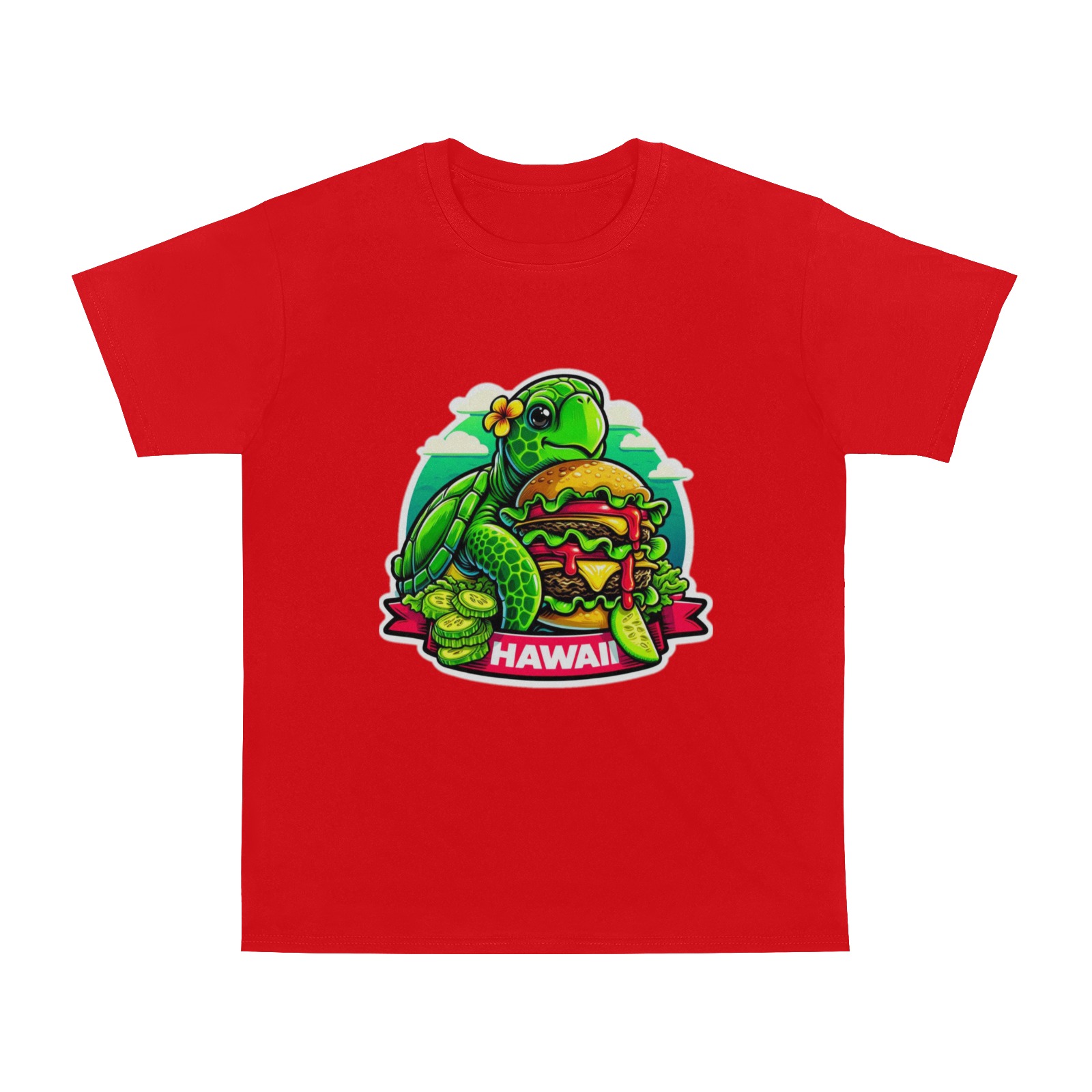 GREEN SEA TURTLE EATING BURGER 2 Men's T-Shirt in USA Size (Two Sides Printing)