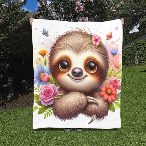 Watercolor Sloth 4 Quilt 50"x60"