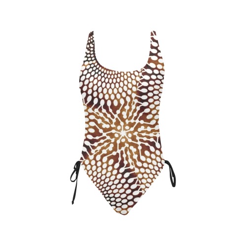 AFRICAN PRINT PATTERN 4 Drawstring Side One-Piece Swimsuit (Model S14)