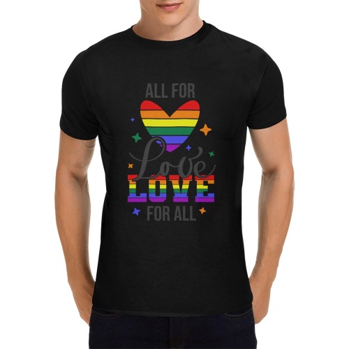 All For Love Love For All (Black) Men's T-Shirt in USA Size (Front Printing Only)