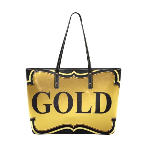 just gold Chic Leather Tote Bag (Model 1709)