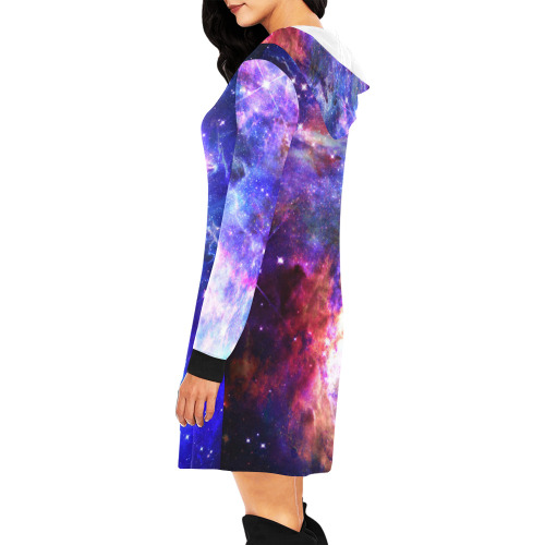Mystical fantasy deep galaxy space - Interstellar cosmic dust All Over Print Hoodie Mini Dress (Model H27)