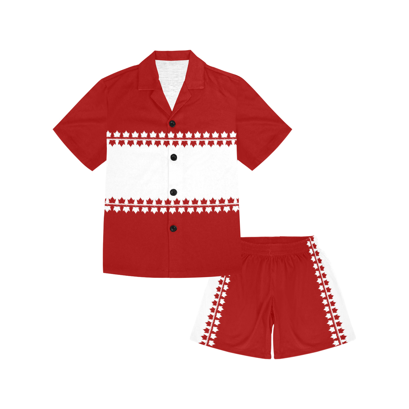 Classic Canada Little Boys' V-Neck Short Pajama Set