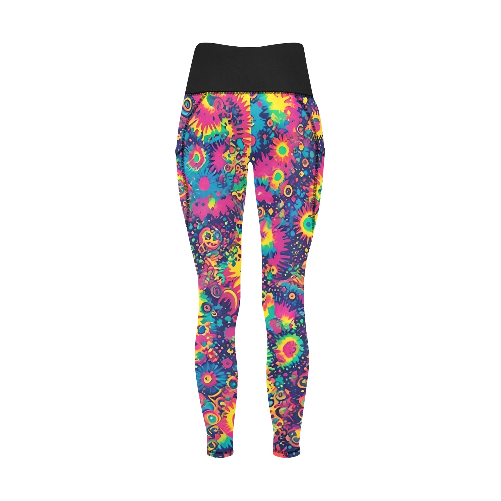 Crazy Psychedelic Rainbows Women's All Over Print Leggings with Pockets (Model L56)