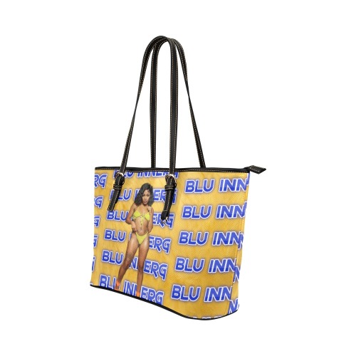 Yellow/Blue Blu InnerG Leather Tote Bag/Large (Model 1651)