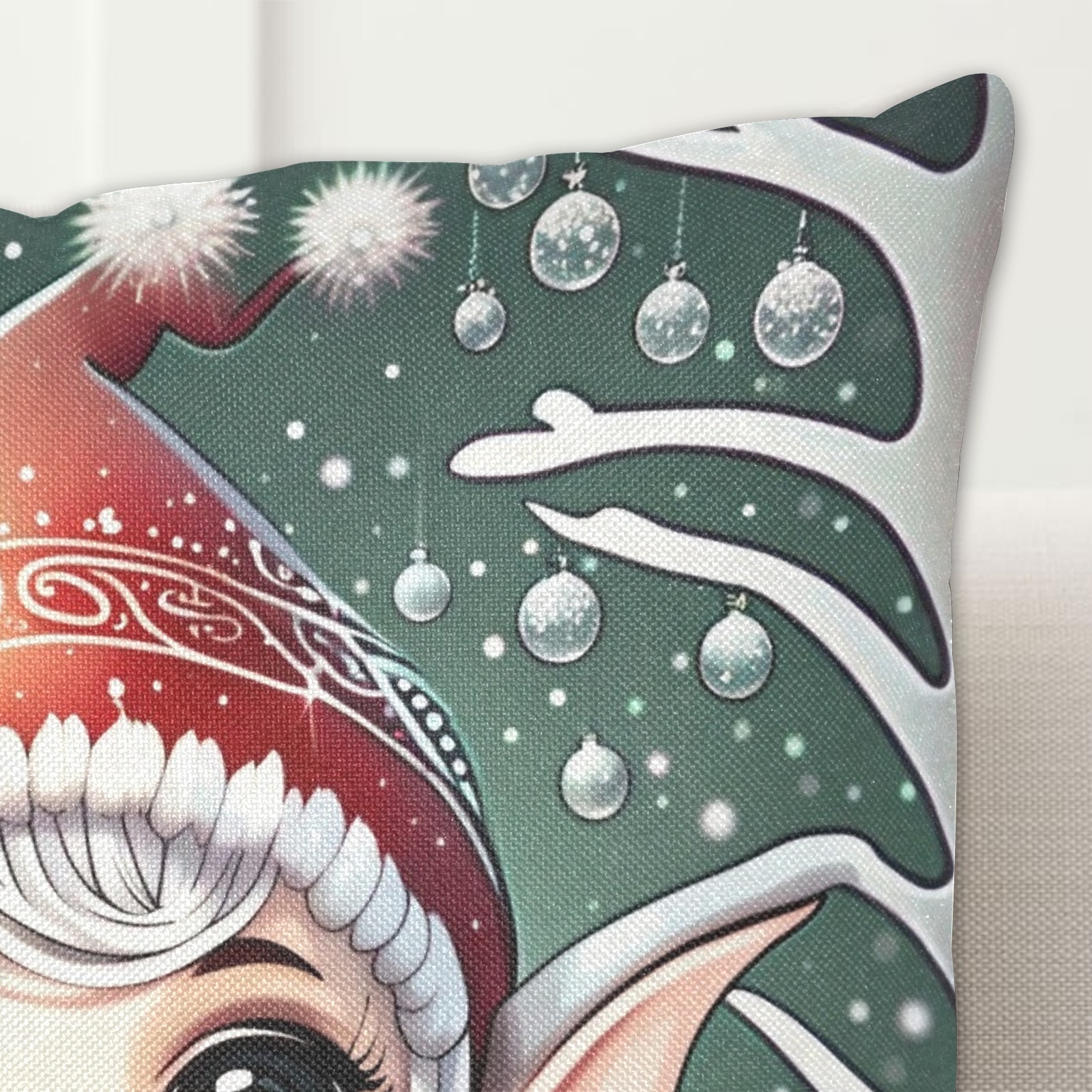 Christmas Elf Linen Zippered Pillowcase 18"x18"(Two Sides)