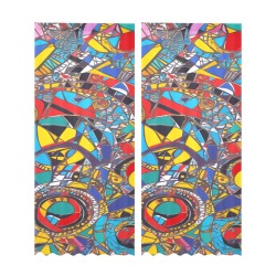 Mix of colorful geometrical shapes abstract art. Gauze Curtain 28"x95" (Two-Piece)