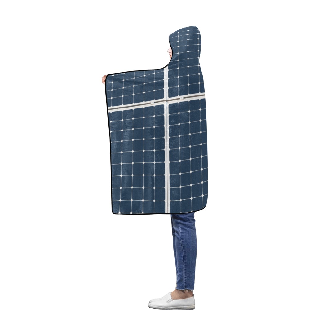 Solar Technology Power Panel Image Sun Energy Flannel Hooded Blanket 40''x50''