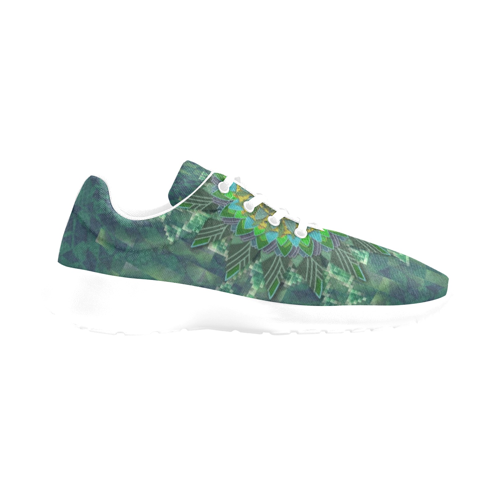 Leafy floral square stick puzzle parameterization Women's Athletic Shoes (Model 0200)