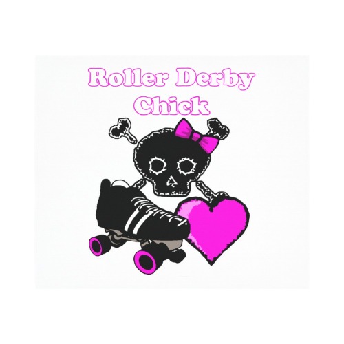 Roller Derby Chick (Pink) Polyester Peach Skin Wall Tapestry 60"x 51"