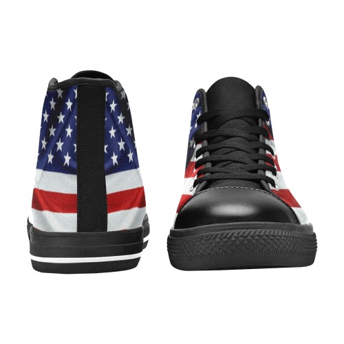 America Flag Banner Patriot Stars Stripes Freedom Men’s Classic High Top Canvas Shoes (Model 017)
