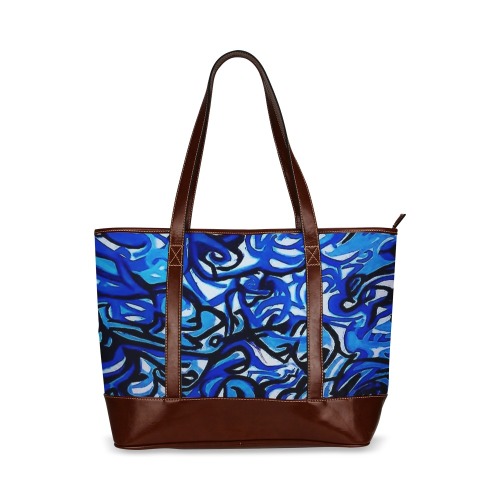 Blue Abstract Graffiti Clothing Range Tote Handbag (Model 1642)