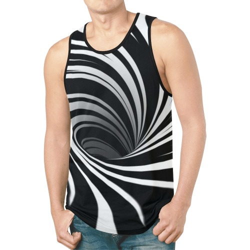 Op Art Optical Illusion Abstract Flower (Black|White) New All Over Print Tank Top for Men (Model T46)