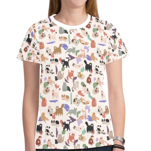 More cats 2 New All Over Print T-shirt for Women (Model T45)