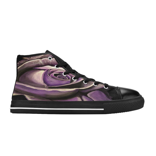 Purple Rose Women's Classic High Top Canvas Shoes (Model 017)