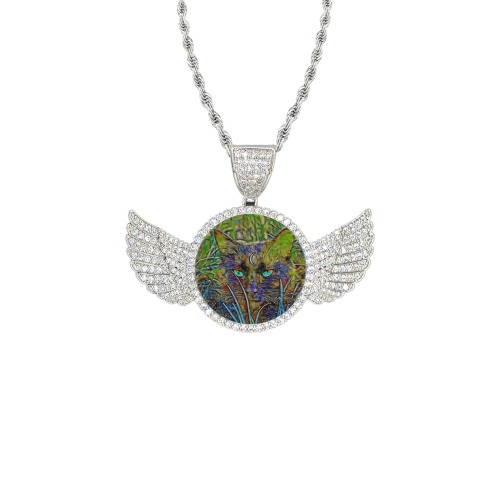 cfx44 Wings Silver Photo Pendant with Rope Chain