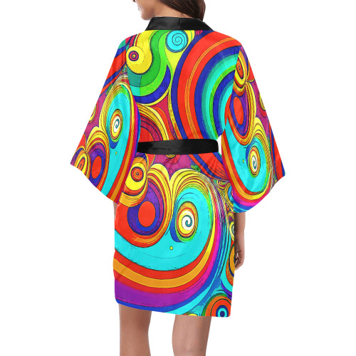Colorful Groovy Rainbow Swirls Kimono Robe
